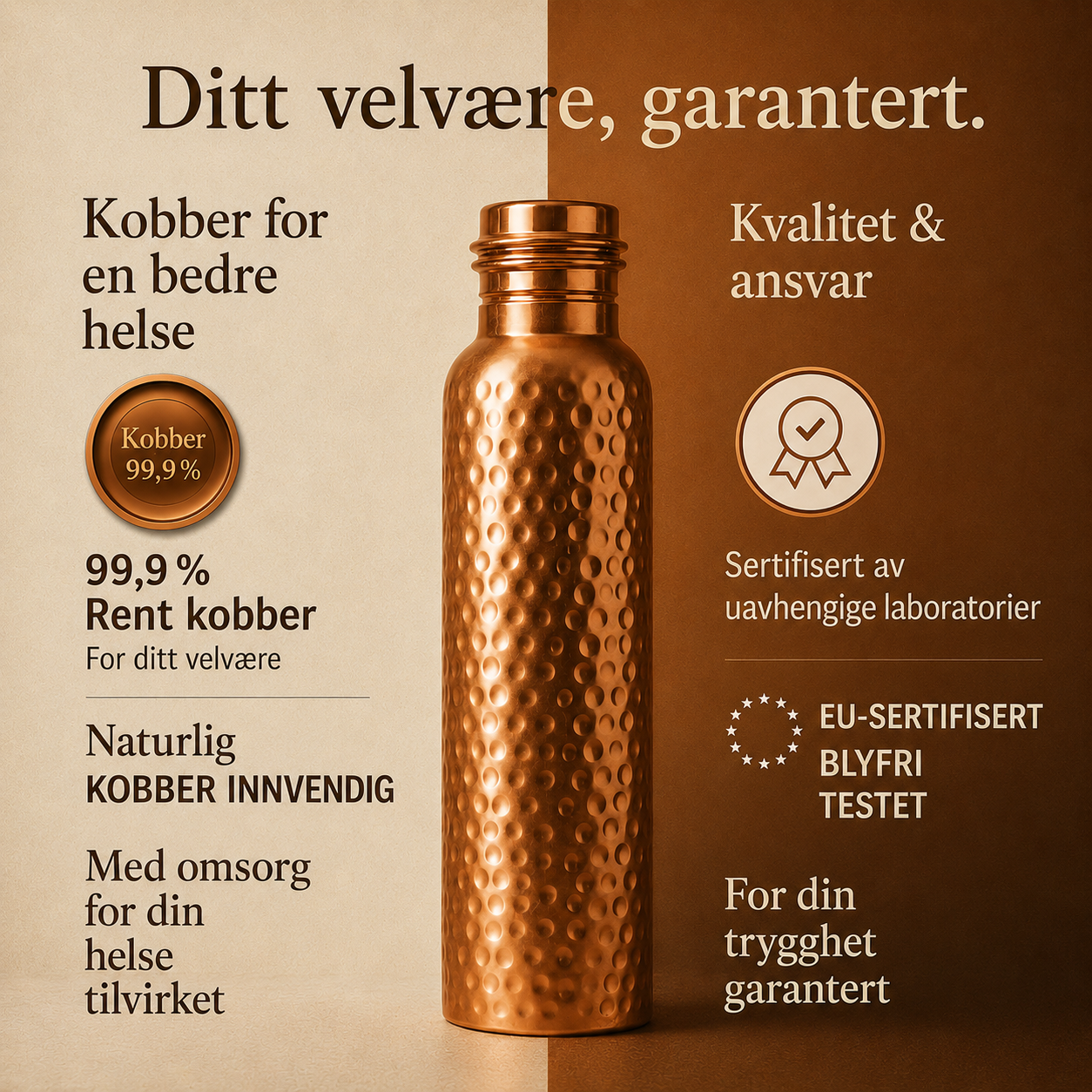 Cu Nordic™ – Kobberflaske | Naturlig renere vann – helt uten plast
