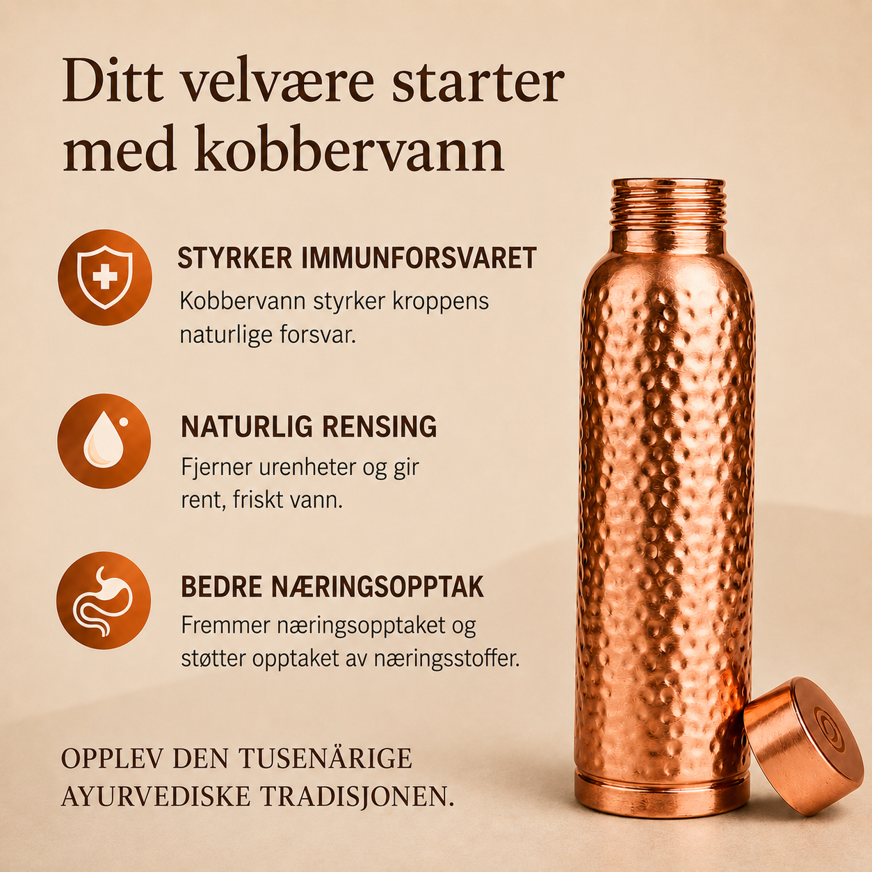Cu Nordic™ – Kobberflaske | Naturlig renere vann – helt uten plast