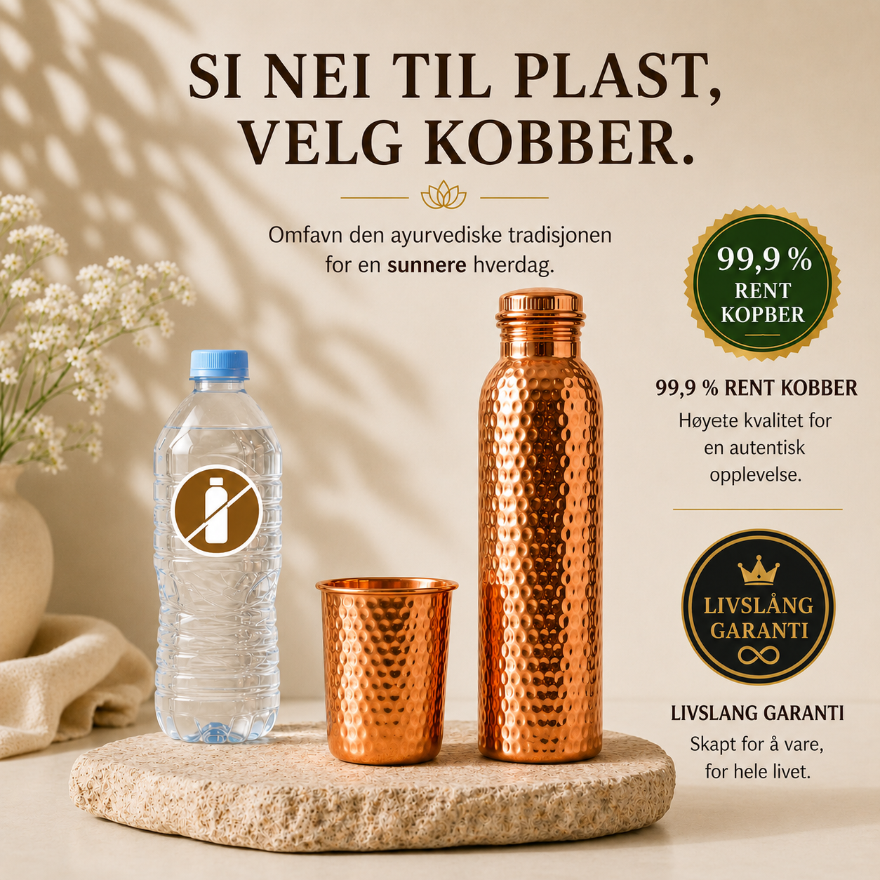 Cu Nordic™ – Kobberflaske | Naturlig renere vann – helt uten plast