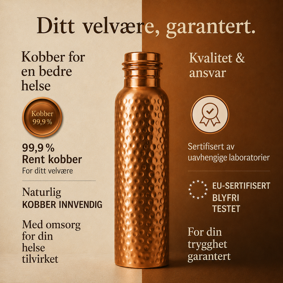 Cu Nordic™ – Kobberflaske | Naturlig renere vann – helt uten plast